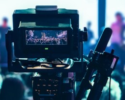 Shooting concert professional camera. View of the video camera v